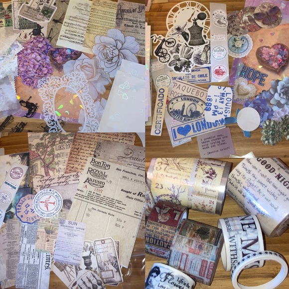 200x Junk Journal Kit Ephemera Stickers Diary Vintage Sapphire Floral Scrapbook - Picture 16 of 16